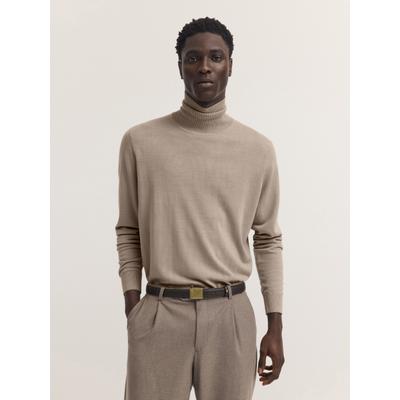 Rollkragenpullover BUGATTI "Regular Fit", Herren, Gr. 4XL, 40, beige, 100% Wolle, unifarben, regular fit, Pullover Rollkragenpullover, Regular Fit Wolle Feinstrick