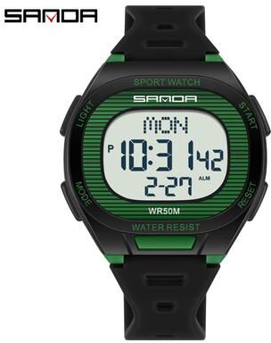 DynamicDeals Luxury Digital Watch For Men And Women, LED Waterproof Sports Watch, Multifunctional Military Style black Green