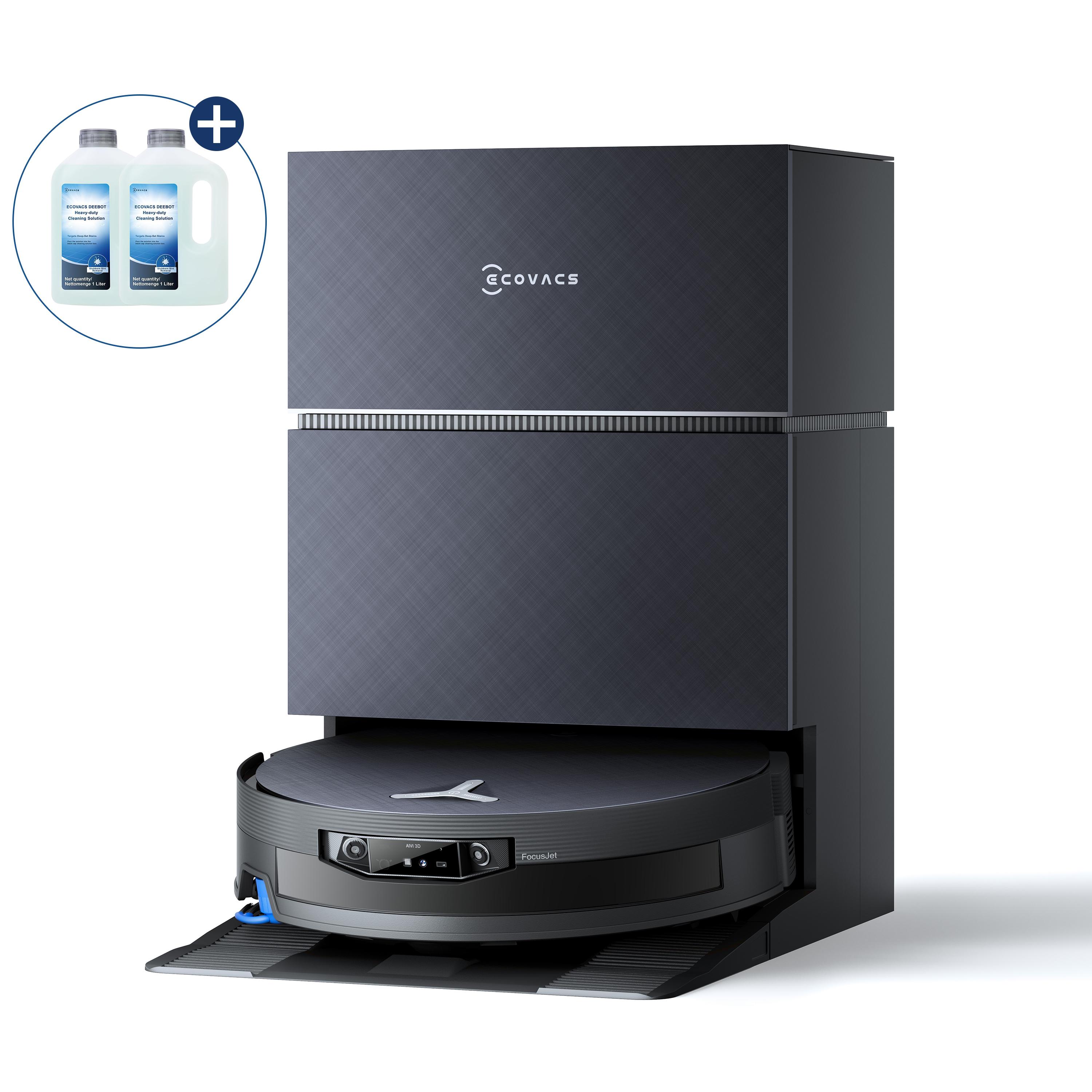 ECOVACS DEEBOT X12 PRO OMNI 22.000 Pa Staubsauger Roboter mit 2pcs Originale Reinigungslösung, FocusJet-System zur Fleckenvorlösung, schwarz