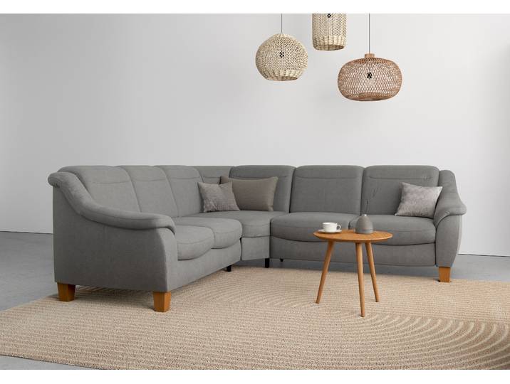 Ecksofa, 270x250 cm, Polyester, Grau, Kopfteilverstellung, Klassisch, Home-affaire