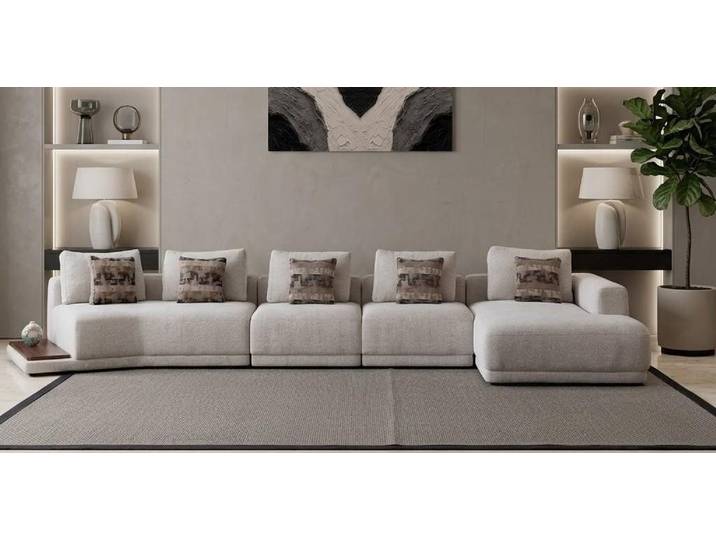 JVmoebel Ecksofa Wohnzimmer Sofa Moderner Stil Beige Lang Entspannend Komfortabel, 1 Teile, Made in Europa