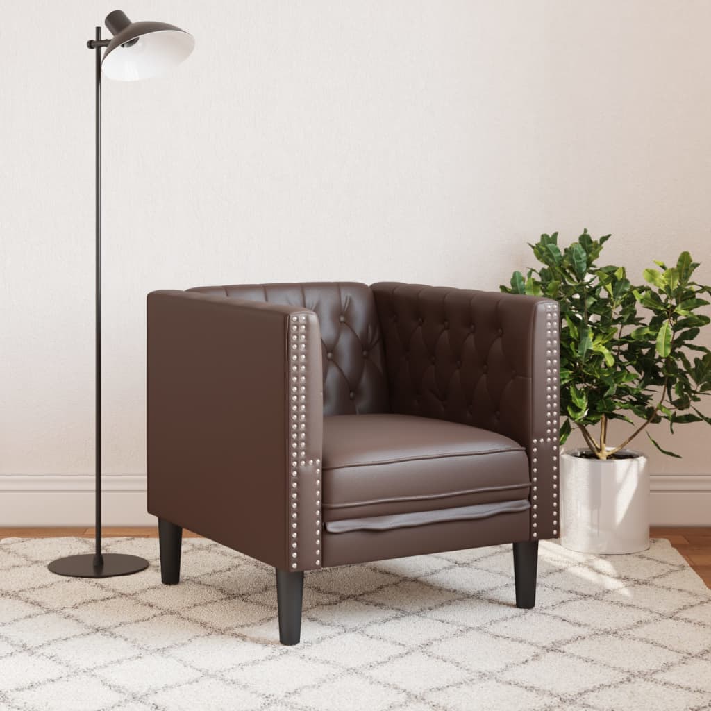vidaXL Fauteuil Chesterfield marron similicuir