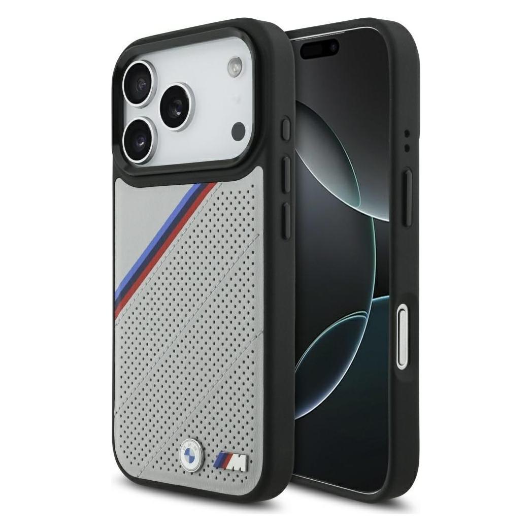 BMW Etui M Tricolor Metal Logo MagSafe do iPhone 17 Pro szary (Apple iPhone 17 Pro) (BMHMP17L25PCSPEG)