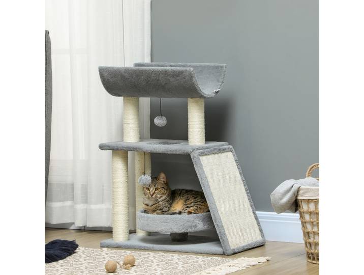 PawHut Arbre à Chats Multi-Équipements avec Griffoirs et Lit