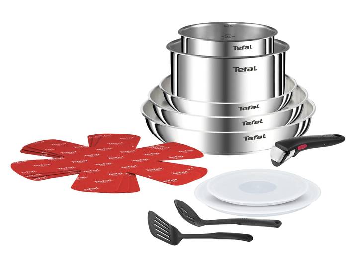Topf-Set TEFAL Ingenio Emotion, Topf und Pfannenset abnehmbarer Griff, stapelbar , silber (edelstahl), Töpfe, Topf-Set, unversiegelt, Topfset Induktion, platzsparend, stapelbar, L896SD