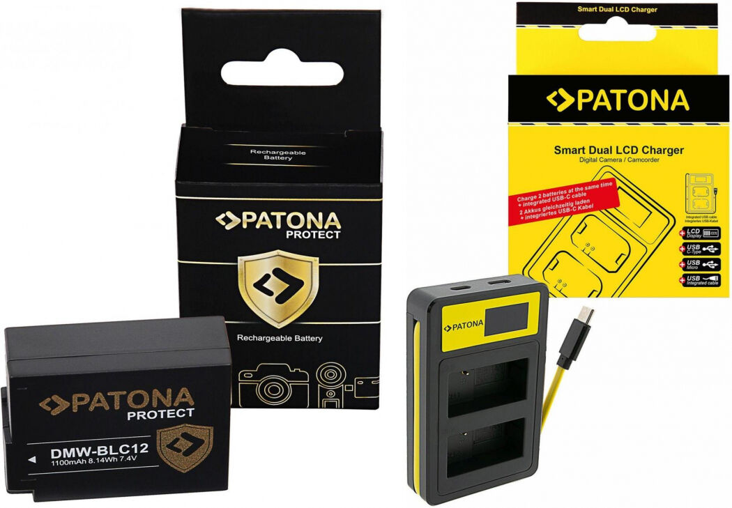 PATONA Chargeur USB double + 2x batterie DMW-BLC12