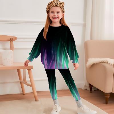 LightInthebox Girls' 3D Graphic Sports Suit Tracksuits Sweatshirt Legging Set Long Sleeve Spring Fall Daily Casual Tights Kids 4-12 Years Crew Neck Outdoor Vacation Sports Tailored Fit