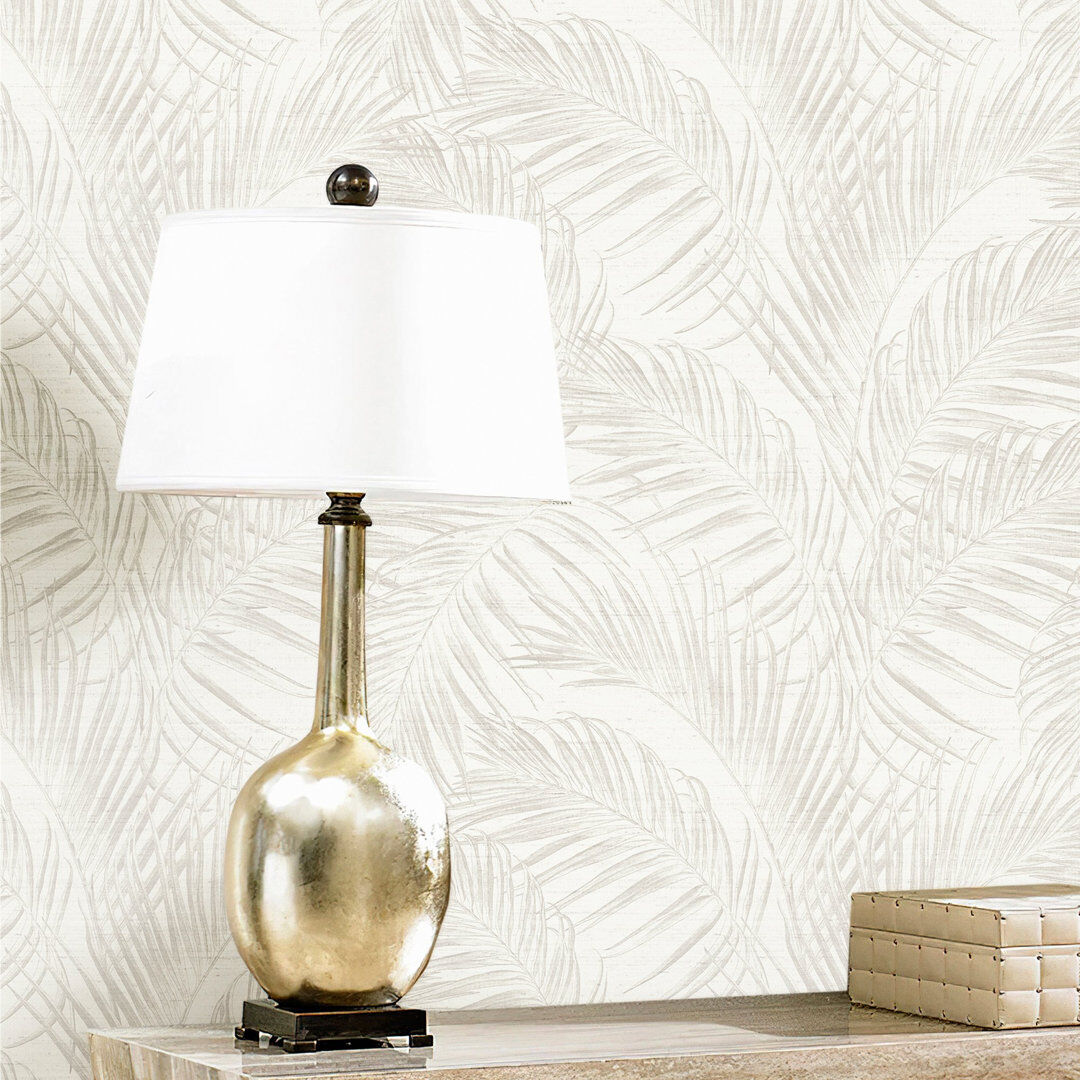 Latitude Run Palma 10.05m x 53cm Matte Wallpaper Roll Cream 1,005cm L