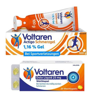 Voltaren Dolo Liquid 25 mg Weichkapseln & Actigo Schmerzgel mit 1% Diclofenac 1 St Set
