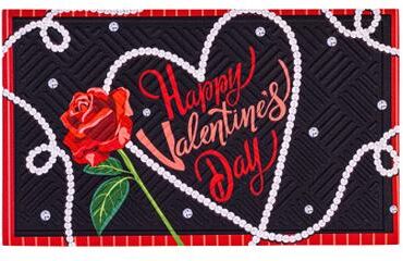 Evergreen "Valentine's Day Pearls Embossed Door Mat - 30"" x 18"""