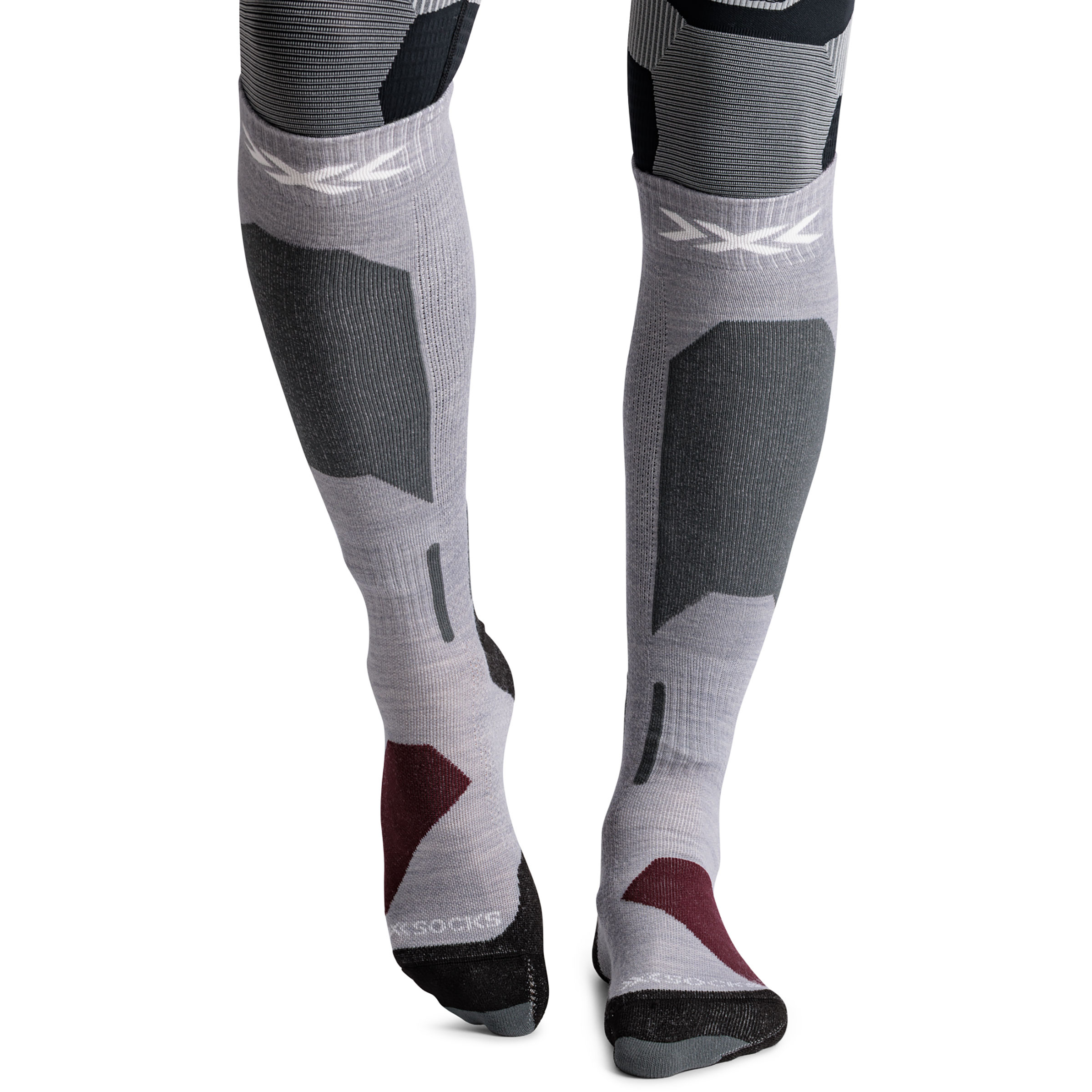 X-Bionic Ski Discover Merino OTC Herren Skisocken grau Größe 45 Freeride | Skifahren Hautfreundlich Merinowolle