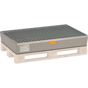 CEMO Auffangwanne 150, 7970, aus GFK, 120 x 80cm, Stahl-Gitterrost & Arretierungsnocken, 140 Liter