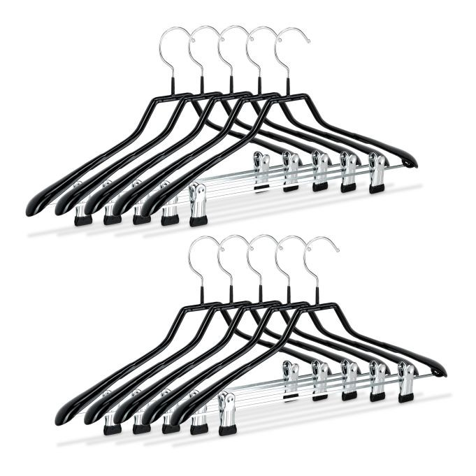 Relaxdays Set van 50 antislip kledinghangers met klemmen, zwart en zilver