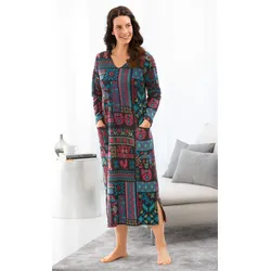 Baumwoll-Hauskleid in Jacquard petrol in Größe 36/38 von DW-Shop, Petrol, 36/38