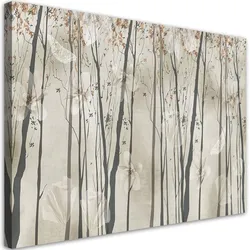WANDBILD bäume blumen und schmetterlinge
