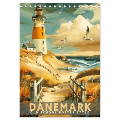 Dänemark - Old School Poster Style (Tischkalender 2027 DIN A5 hoch), CALVENDO Monatskalender