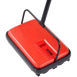 VEVOR Teppichkehrer Teppichbodenkehrmaschine manuell, Bodenkehrer mit 300 ml Staubbehälterkapazität, 17 cm Reinigungsbreite Kehrmaschine für Heimbüro-Teppiche Tierhaarstaub Teppichreinigung, Rot