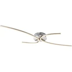 LED Deckenleuchte silber Designlampe Wohnzimmerleuchte Deckenlampe modern, Metall nickel matt, 30W 2100lm warmweiß, LxH 95 x 7 cm