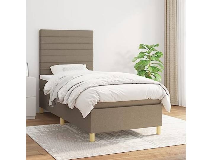 RJPLMFV Lattenrost mit Matratze, Taupe, 80 x 200 cm, Stoff Verstellbarer Kopf, Taschenfedern, Rückenstütze, langlebig, bequem