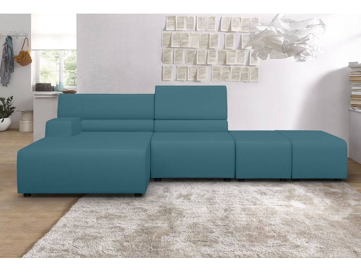 Ecksofa EGOITALIANO Babouche, Designsofa mit außergewöhnlichem Sitzkomfort zum Wohlfühlen , blau (türkis), B:384cm T:98cm, Leder CAREZZA (echtes Rindsleder) ist ein Naturleder, dass die ursprünglichen Eigenschaften der Haut nicht verändert. Das Vorhandensein von verheilten Narben, Körnungsunterschiede, Falten, Adern, Unterschiede in den Farbtönen und andere Spuren, die die Natur auf diesen Fellen hinterlassen hat, sind ein Beweis für die absolute Echtheit und das Zeugnis ihres großen Wertes., Sofas, Ecksofa