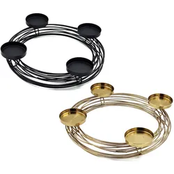 Design Adventskranz RINGS aus Metall - Kerzenleuchter Advent Kerzenhalter Scandi SCHWARZ & GOLD