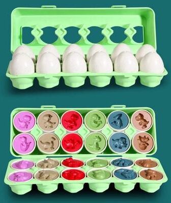 Uplift Picks Matching Eggs Montessori Color Sorting And Shape Recognition Toy 12 Pcs Dinosaur