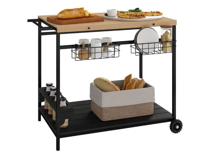 Outsunny - Desserte de jardin - Acier - 97.5x65x81cm - Bois naturel