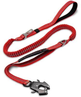 Perfect Picks Market Heavy Duty Tactical Bungee Dog Leash With Reflective Safety Seat Belt red