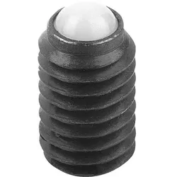 KUGELDRUCKSCHRAUBE OHNE KOPF, FORM:D KUGEL AUS POM, M12, L=18, VERGÜTUNGSSTAHL, KOMP:POLYACETAL