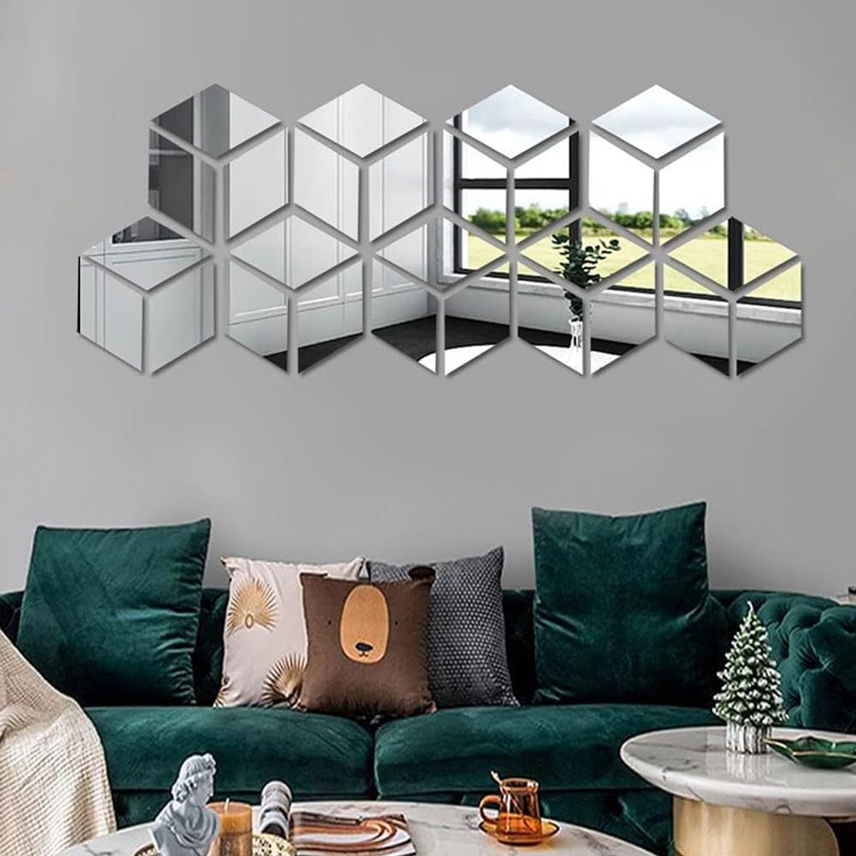 Solidchoice - Set van 24 Zelfklevende 3D Spiegel Wandstickers