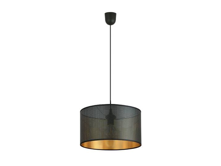 Suspension avec abat-jour cylindrique noir et intérieur doré ø35cm