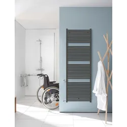 Zehnder Design-Heizkörper Toga Austausch, Anthrazit, 1760x35x500 mm, wahlweise rechts oder links, Anschlussmaße passend auf alte DIN-, Guss- oder Plattenheizkörper mit Nabenabstand 500, 900 mm oder auf Wunsch