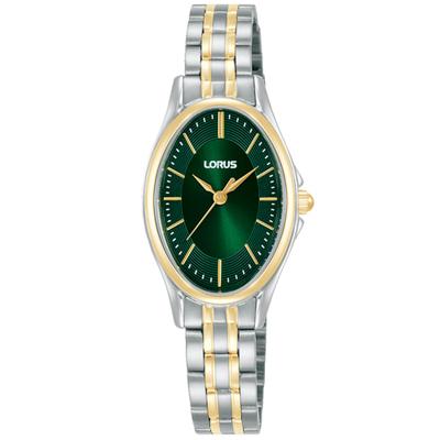 Quarzuhr LORUS, silberfarben, grün, Armbanduhren, Damen, Quarzuhr, Armbanduhr, Damenuhr, Edelstahlarmband, analog