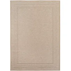 Balkonteppich Elegant Wetterfest Waschbar Strapazierfähig Terrasse Garten Schadstoffgeprüft Beige 200x290 cm – VENTOUX von Kadima Design