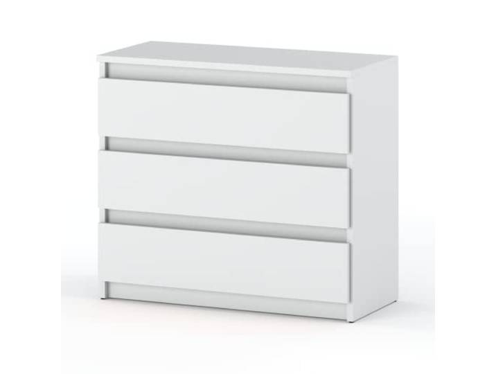 MRBLS_HOME Kommode mit 3 Schubladen – Schmale Schlafzimmer Kommode, Modernes Sideboard Holz - Weiß Matt – 80 x 71,5 x 33,5 cm