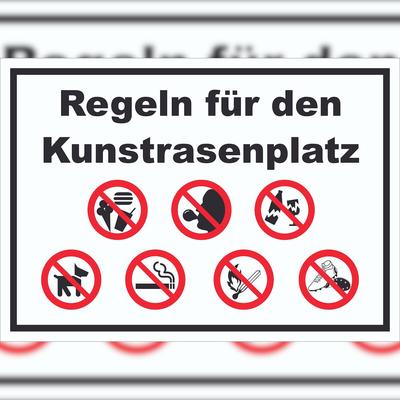 HB-Druck Schild Regeln Kunstrasenplatz A3 Rückseite selbstklebend