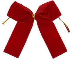 Inspired Living Red Velvet Christmas Tree Bows Set, Mini Gold Accent Holiday Decor For Trees, Wreaths And Gifts red 24pcs