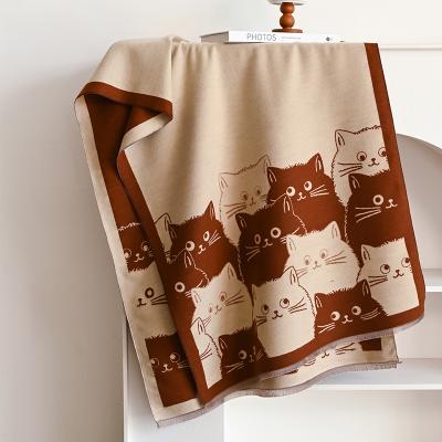 Inspire Daily Merch Cute Cat Cashmere Scarf Winter Warm Shawl New Fashion Brand Coldproof Windproof Blanket Scarf For Women brown