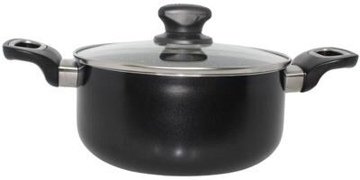 IMUSA 4.8-Qt. Bistro Aluminum Speckled Black Ceramic Dutch Oven with Glass Lid & Cool Touch Handles, Black
