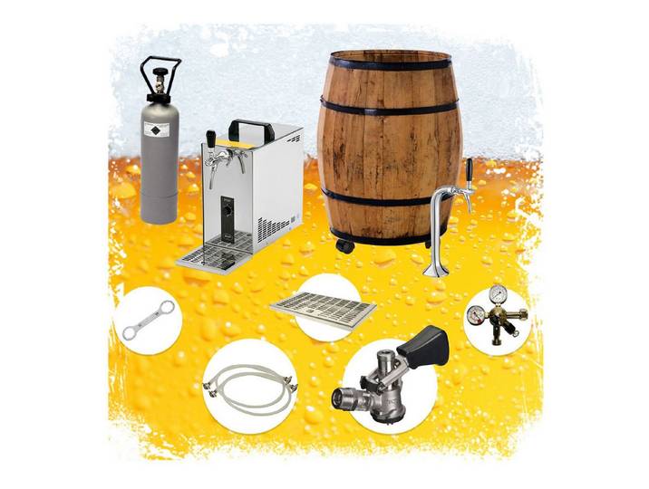 ich-zapfe Bierzapfanlage Komplett Set - Zapfanlage, Bierzapfanlage, Mobile Bierbar, Rollbar -, BARRIQUE, Zapfkopf: 5 Liter Adapter