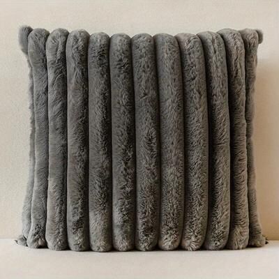 Uplifted Trends Corduroy Striped Pillow Cover Soft Decorative Throw Cushion For Sofa Bedroom Car gray