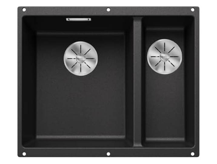 BLANCO SUBLINE 340/160-U – Évier de Cuisine Double Sous Plan pour Meubles Bas de 60 cm de Large – SILGRANIT – Gris – 523548