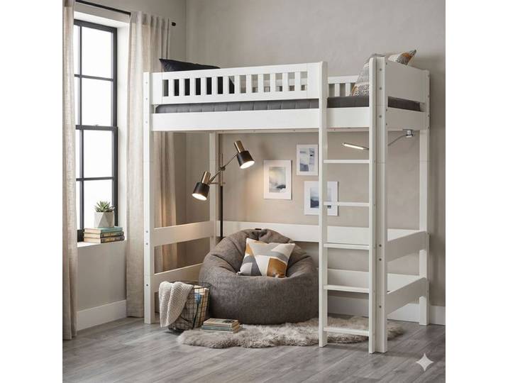 Maxi-Hochbett Kids Town Design Buche teilmassiv mit Lattenrost
