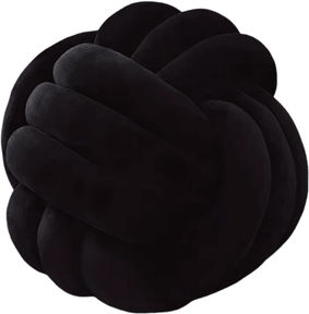 Inspire Essentials Cozy Knotted Ball Pillow Plush Decorative Cushion For Sofa And Gaming Chair black 12x12cm
