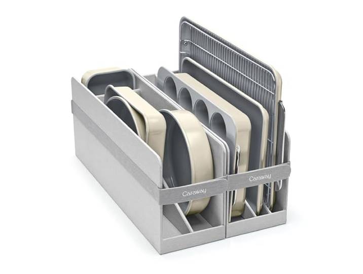 Caraway Antihaft-Keramik-Backformen-Set (11-teilig) – Backbleche, verschiedene Formen, Kühlgitter – aluminiertes Material – ungiftig, PTFE- und PFOA-frei – cremefarben