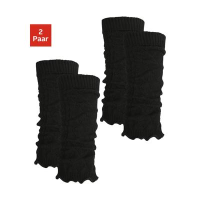 Stulpensocken LAVANA "gestrickte Beinstulpen, Beinwärmer für Ballett, Tanz und Sport", Damen, schwarz (2x schwarz), Elasthan, Polyacryl, Polyamid, unifarben, elastisch, Socken, mit Zopfstrickmuster