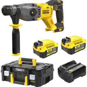 Stanley Bohrhammer FATMAX V20, SFMCH900M22-QW, SDS+, 18 V / 4,0 Ah, mit 2 Akkus, Ladegerät und Koffer, 2,0 Joule