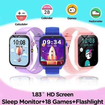 Inspire Daily Merch Kids Smart Watch With Display Camera Games Sleep Monitor Alarm Clock Gift For Boys Girls blue