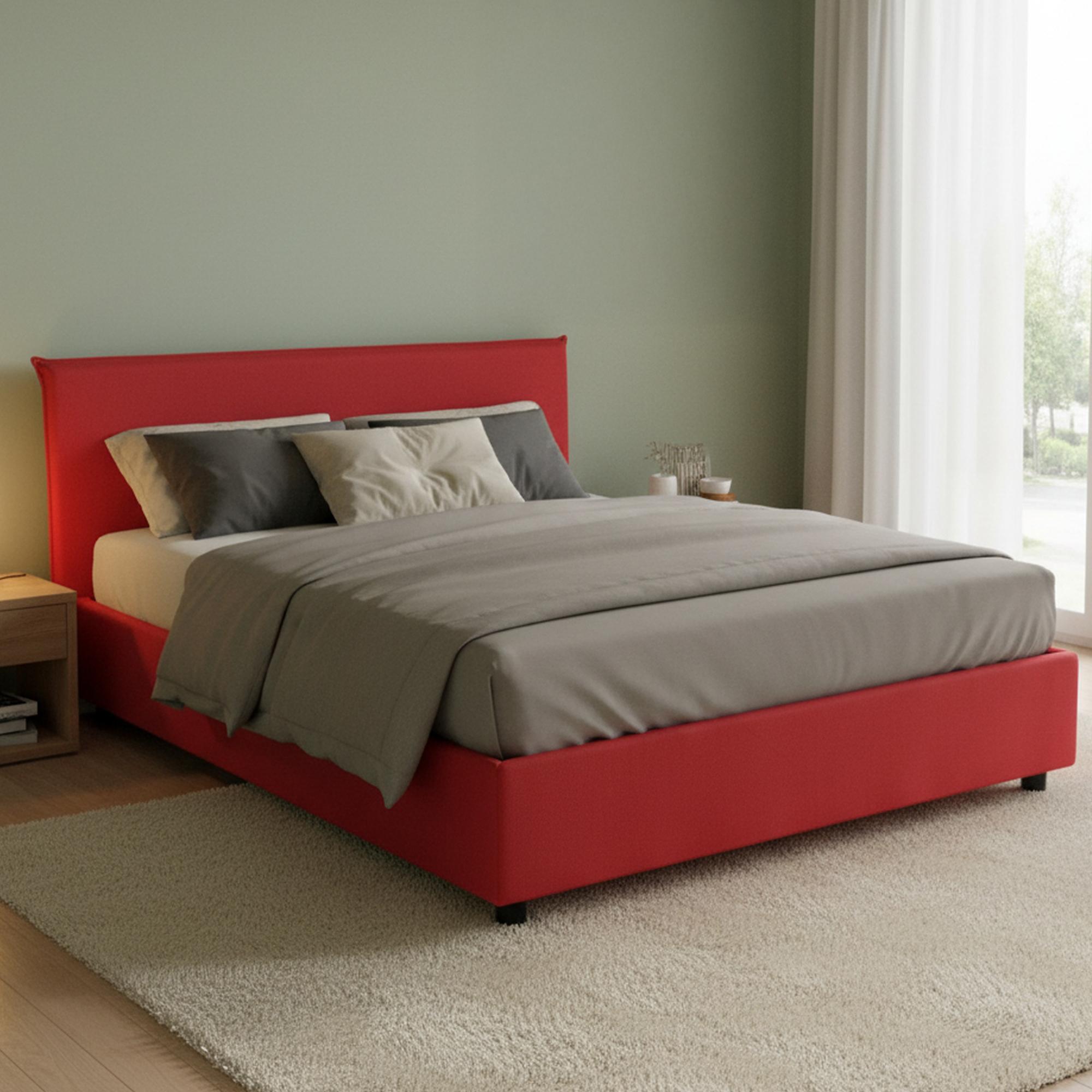 Talamo Italia Ehebett Betty Rot Abziehbar mit Stauraum