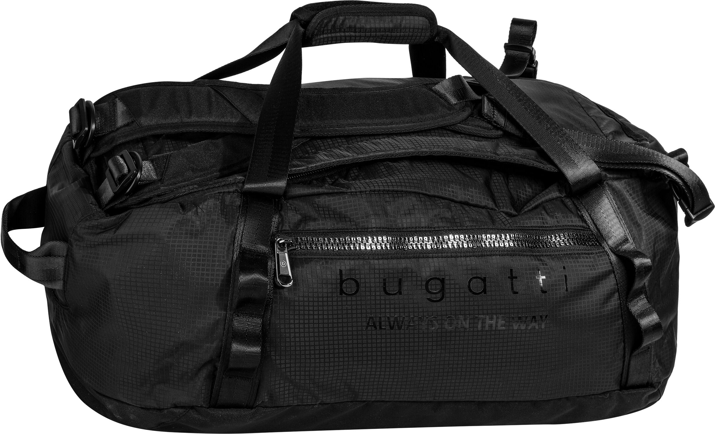 Reisetasche BUGATTI "BUGATTI Herren, Damen LETTER'S", Gr. B/H/T: 60cm x 25cm onesize, schwarz, Kunstfaser, unifarben, Taschen Reisetasche